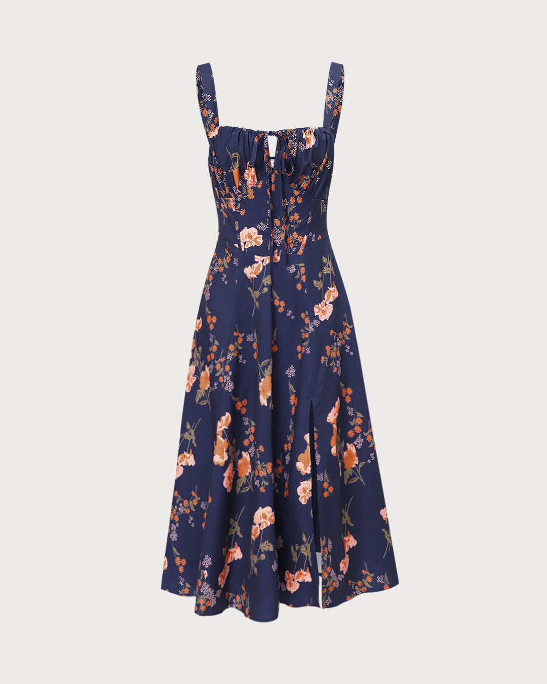 Abito Midi Donna Floreale Allacciato Arricciato