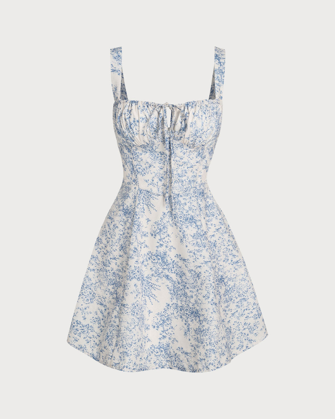 Abito Mini Donna Floreale Corsetto Arricciato Linea A