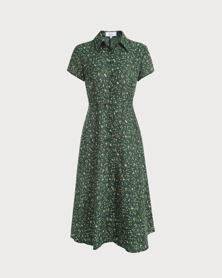 Abito Midi Donna Floreale Colletto Maniche Corte