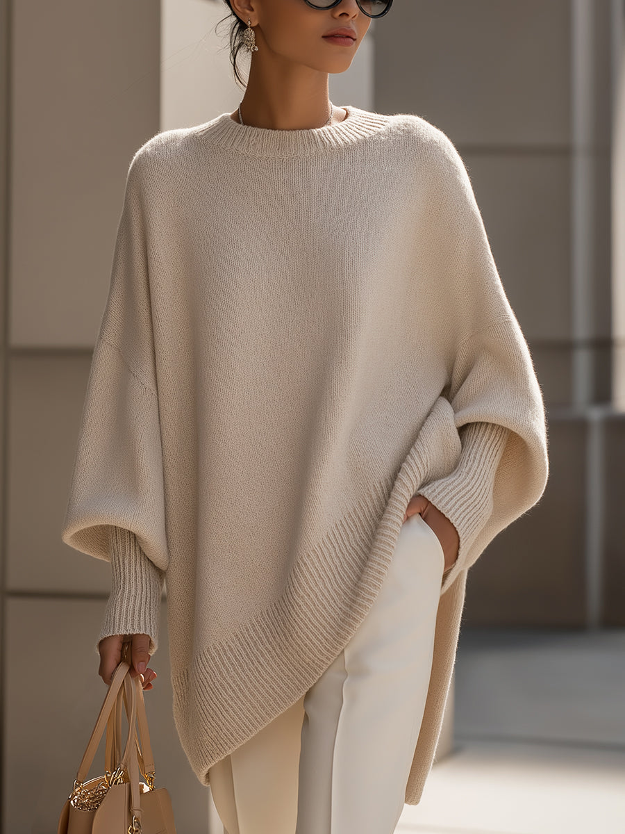 Maglione Poncho Donna in Maglia Lunga Morbida Oversize - Vesarelli
