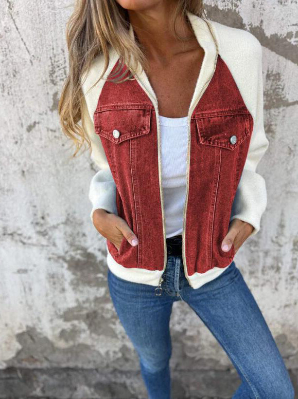 Giacca Donna Elegante Scollo a V con Cerniera Casual
