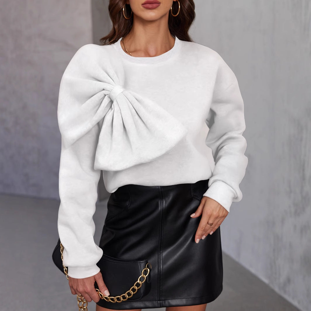 Maglione Donna in Maglia con Fiocco Maniche Lunghe Morbido