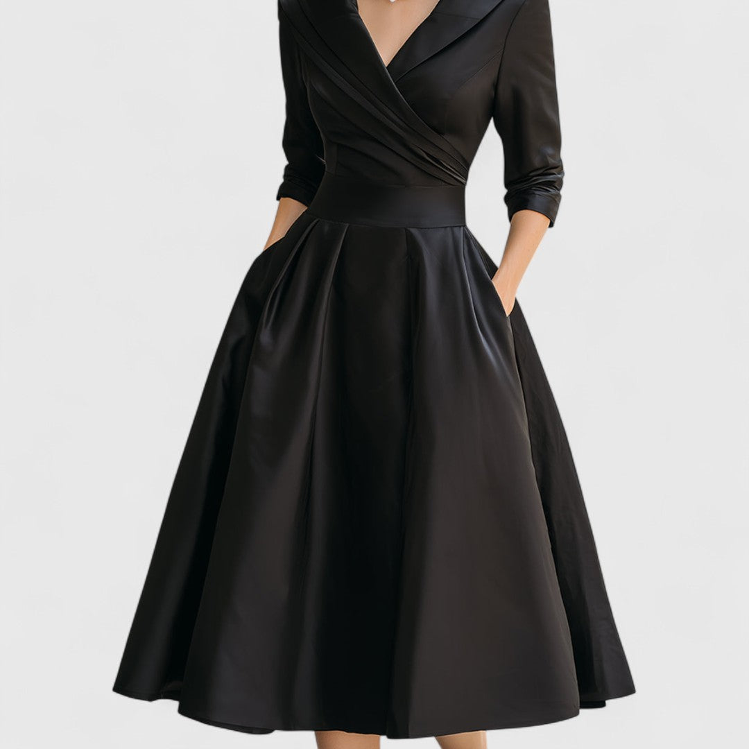 Abito Midi Donna Vestibilità Fluida Finitura Sobria