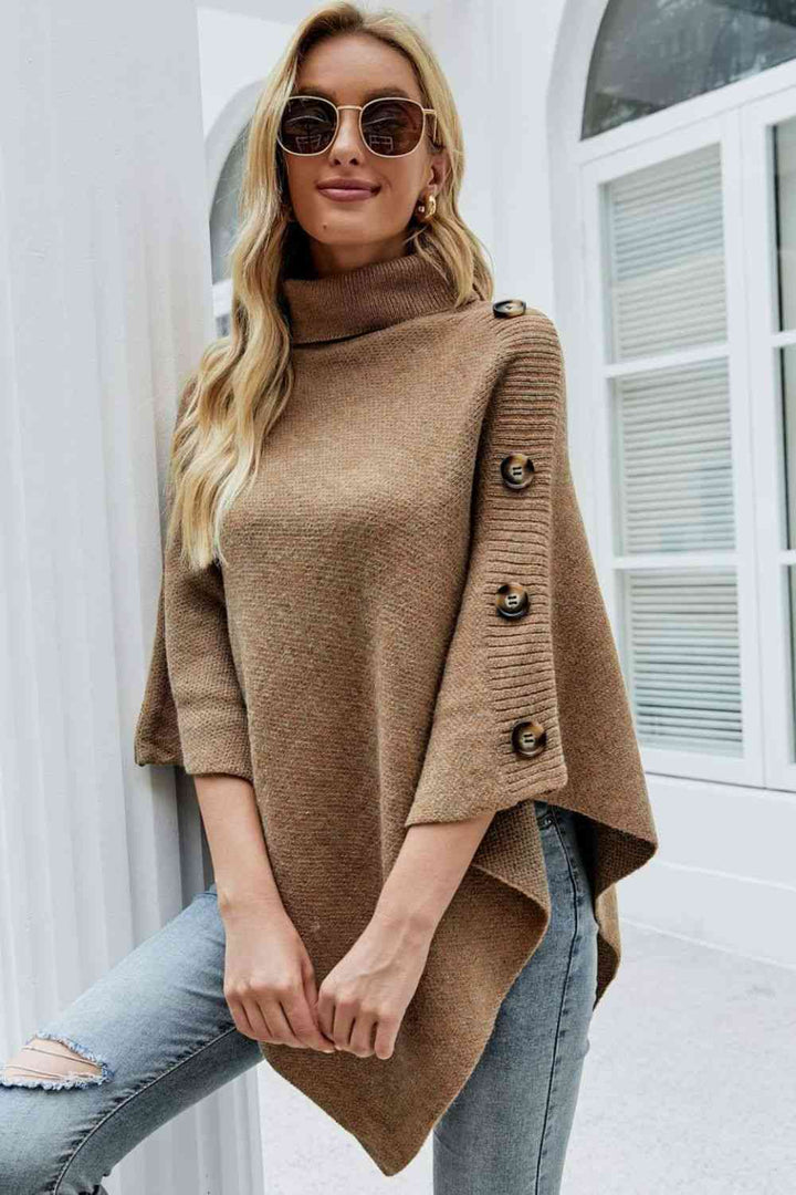 Maglione Poncho Donna in Maglia Collo Alto Elegante