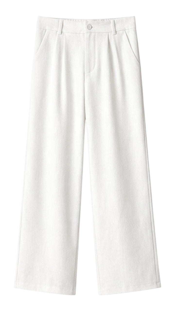 Pantaloni Donna in Seta Vita Alta Taglio Dritto Lunghezza Intera