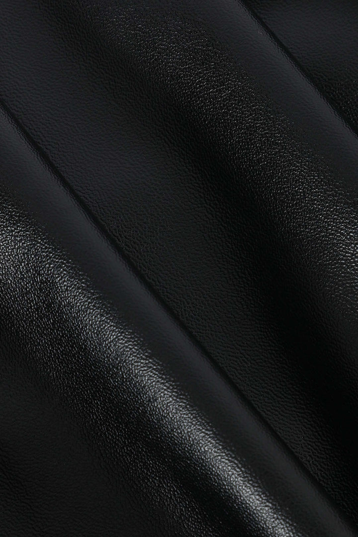 Gonna Midi Donna in Similpelle Aderente Asimmetrica Intrecciata