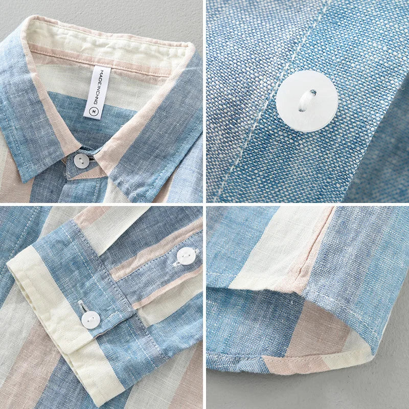 Camicia Uomo Casual Tessuto Leggero Vestibilità Regular