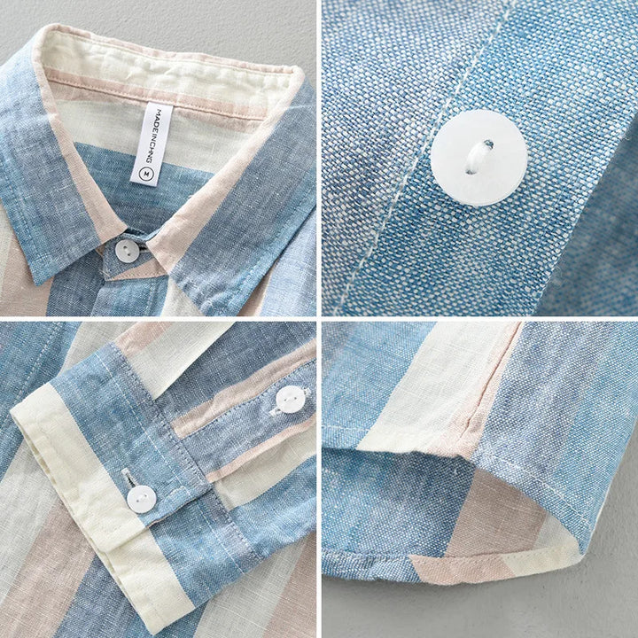 Camicia Uomo Casual Tessuto Leggero Vestibilità Regular
