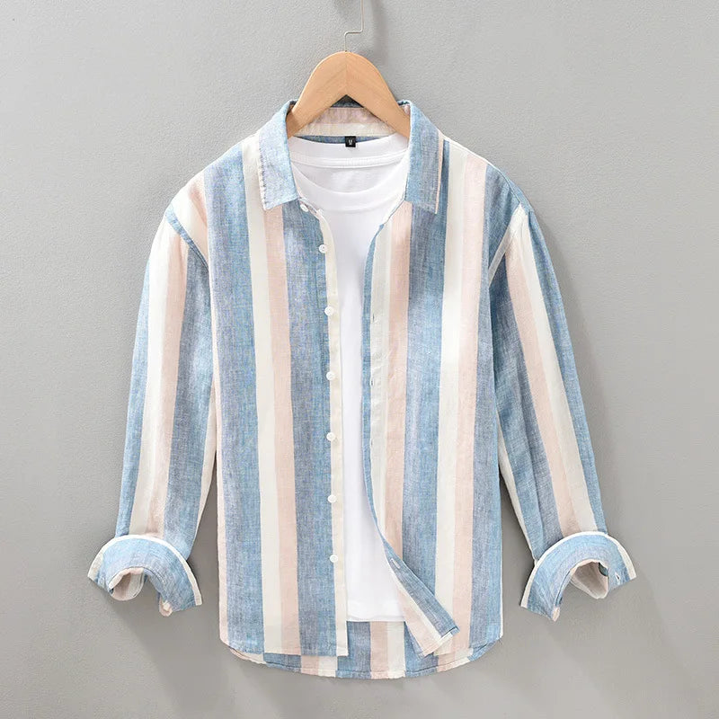 Camicia Uomo Casual Tessuto Leggero Vestibilità Regular