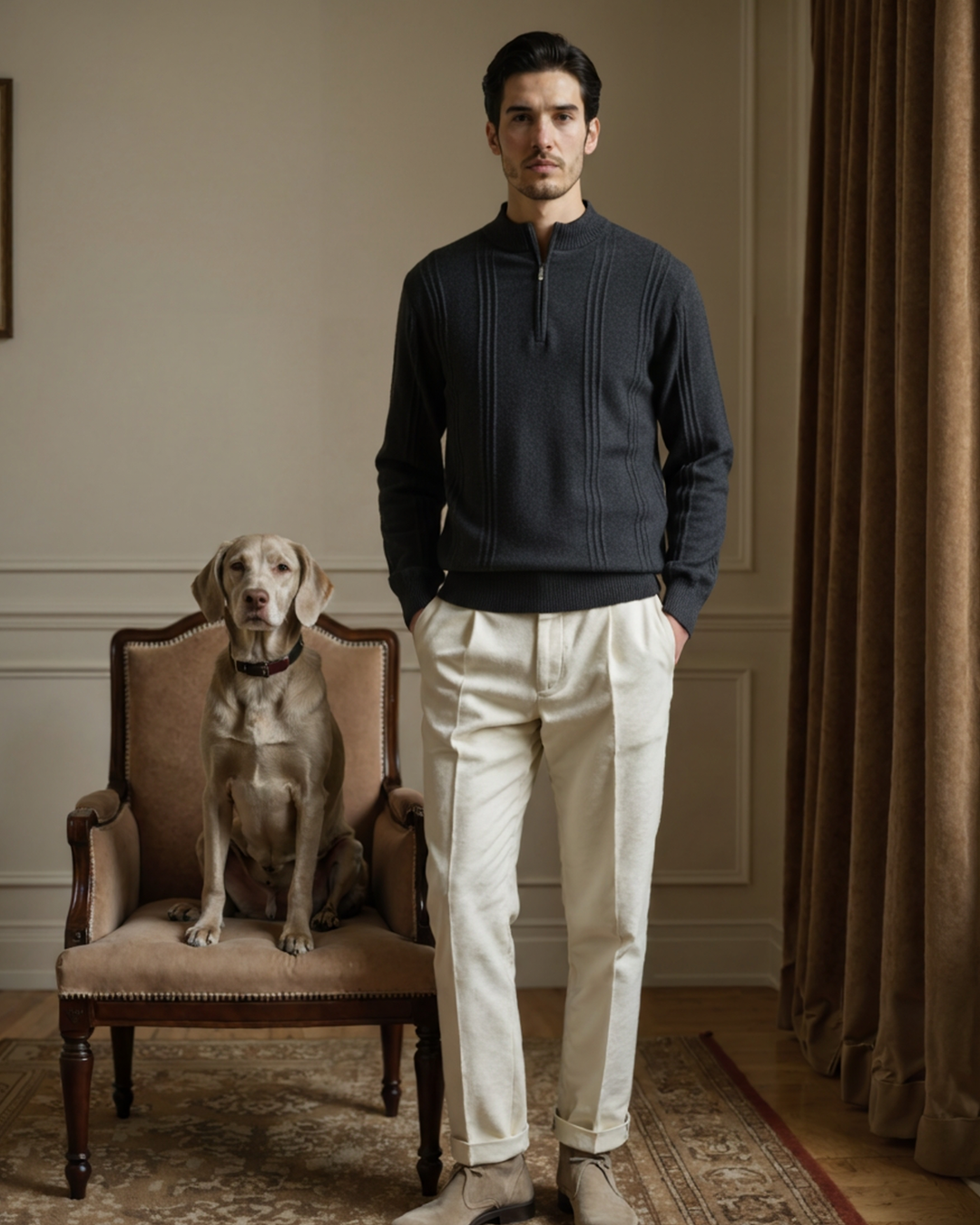 Maglione Uomo in Cashmere Mezzo Zip Comfort