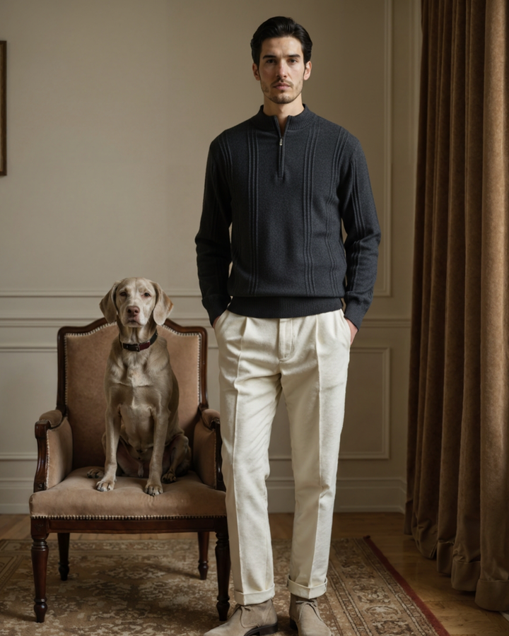 Maglione Uomo in Cashmere Mezzo Zip Comfort