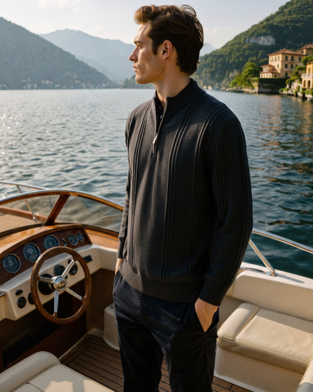 Maglione Uomo in Cashmere Mezzo Zip Comfort