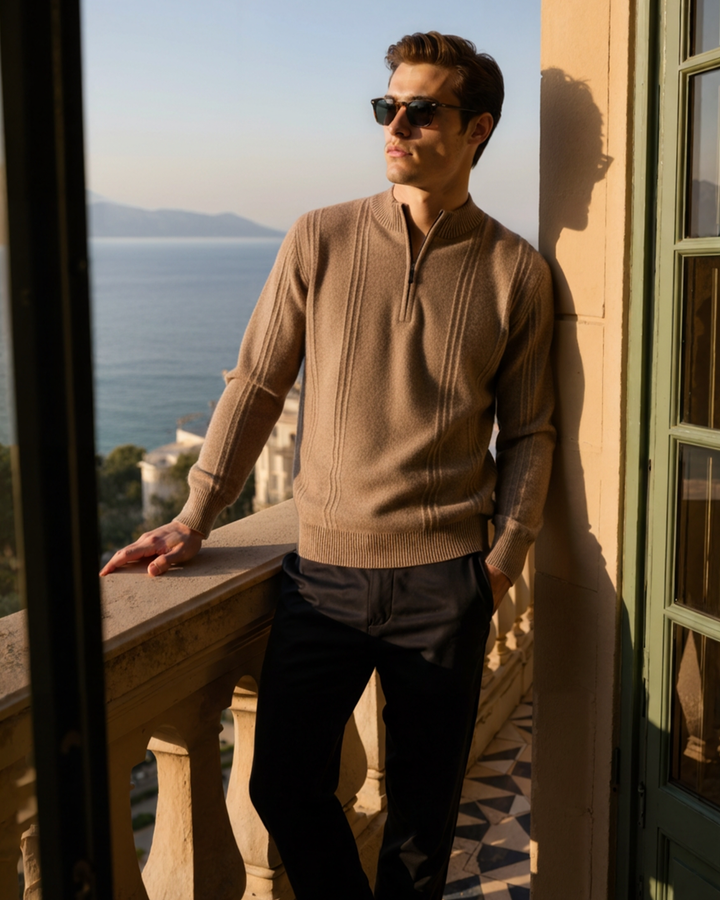 Maglione Uomo in Cashmere Mezzo Zip Comfort