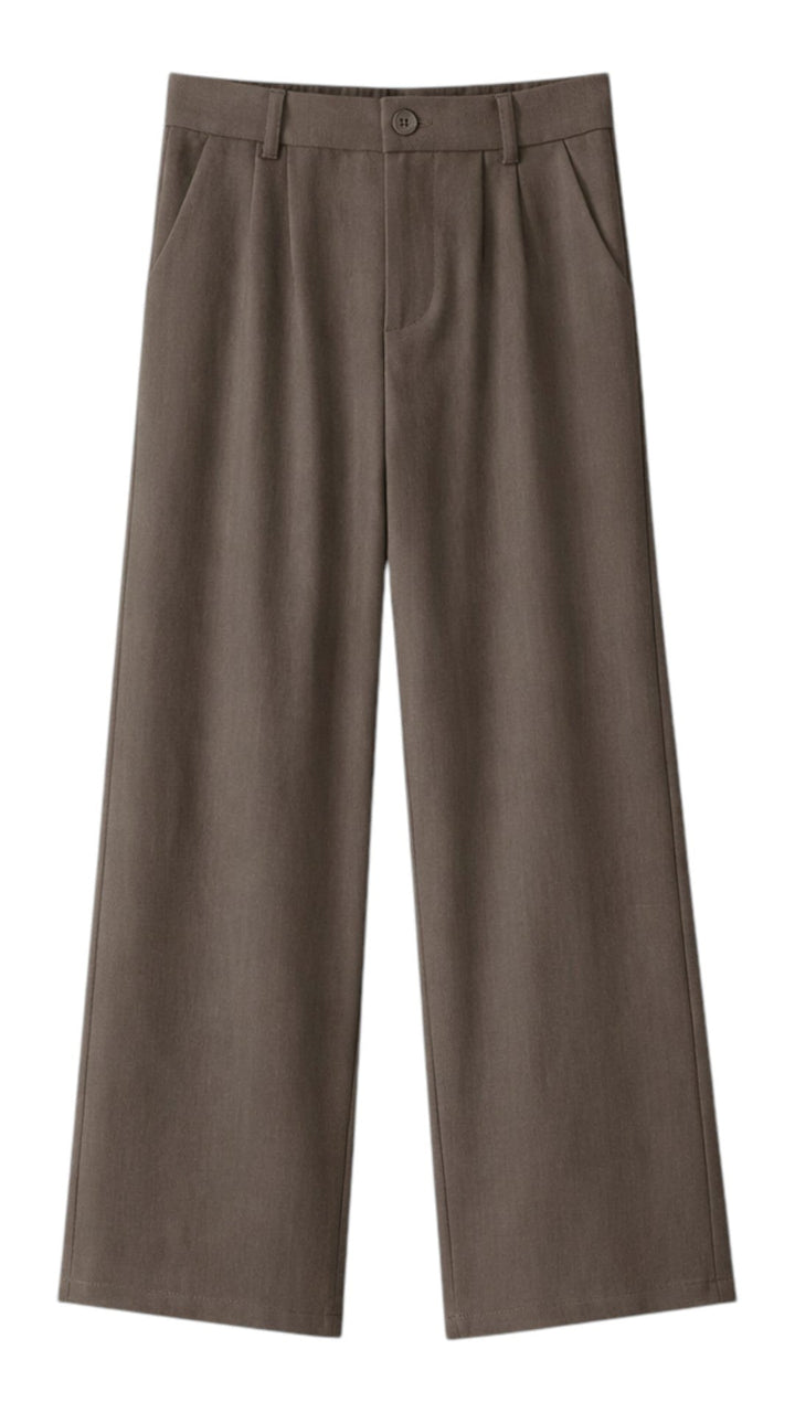 Pantaloni Donna in Seta Vita Alta Taglio Dritto Lunghezza Intera