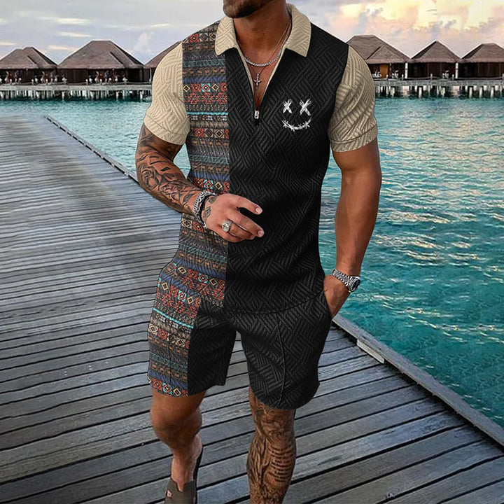 Completo Uomo Polo Cotone Manica Corta e Pantaloncini Casual - Vesarelli