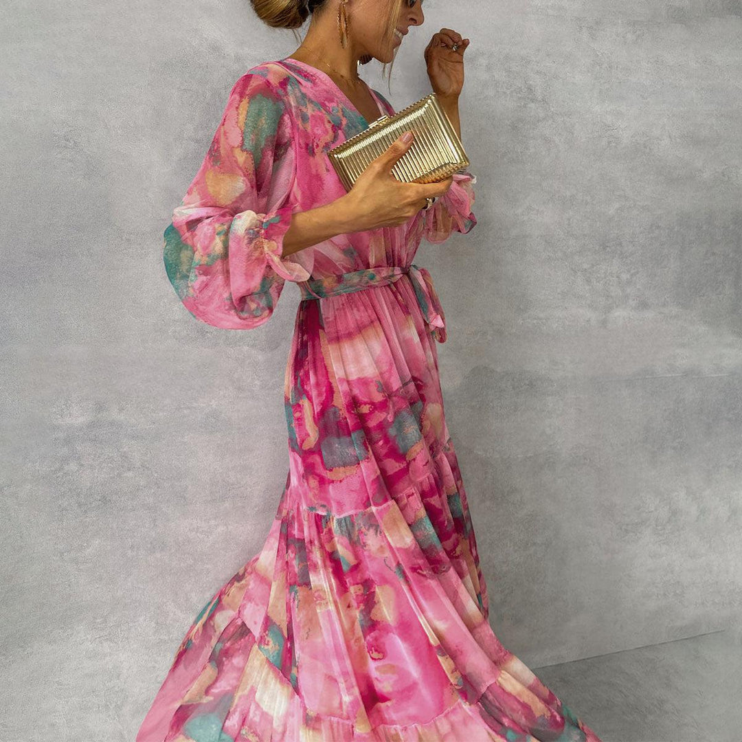 Abito Donna Bohemien Maniche Lunghe Vestibilità Comoda
