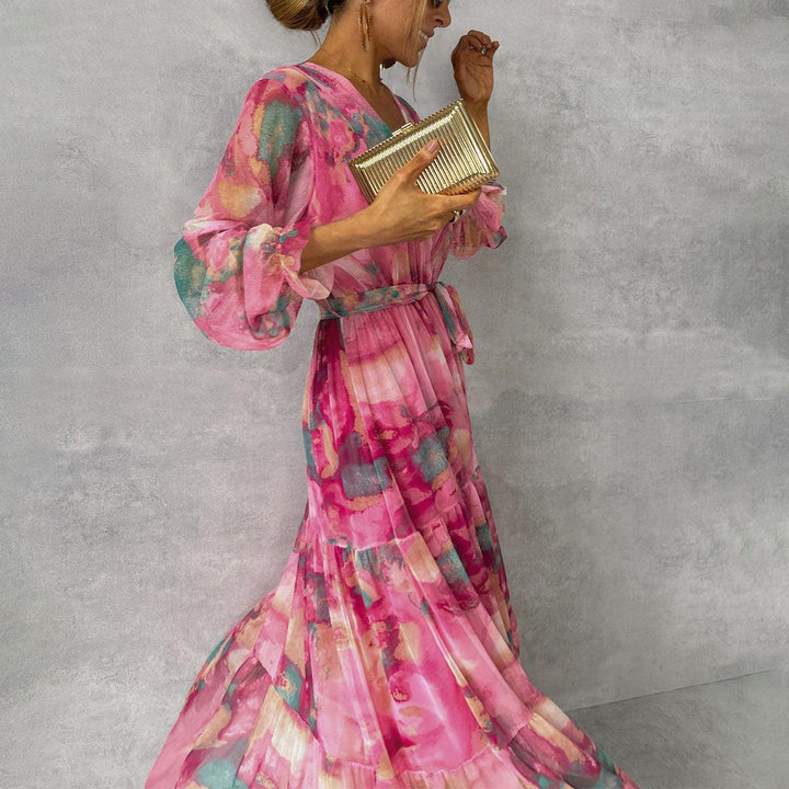 Abito Donna Bohemien Maniche Lunghe Vestibilità Comoda