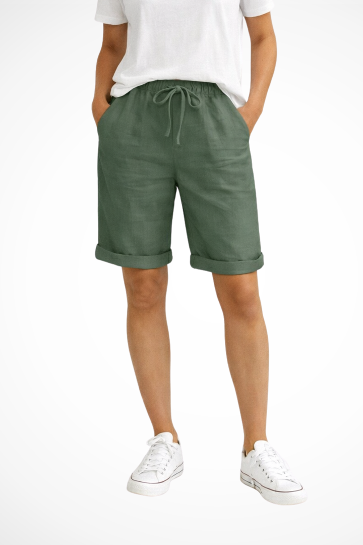 Pantaloni Capri Donna in Lino Vestibilità Comoda Leggeri