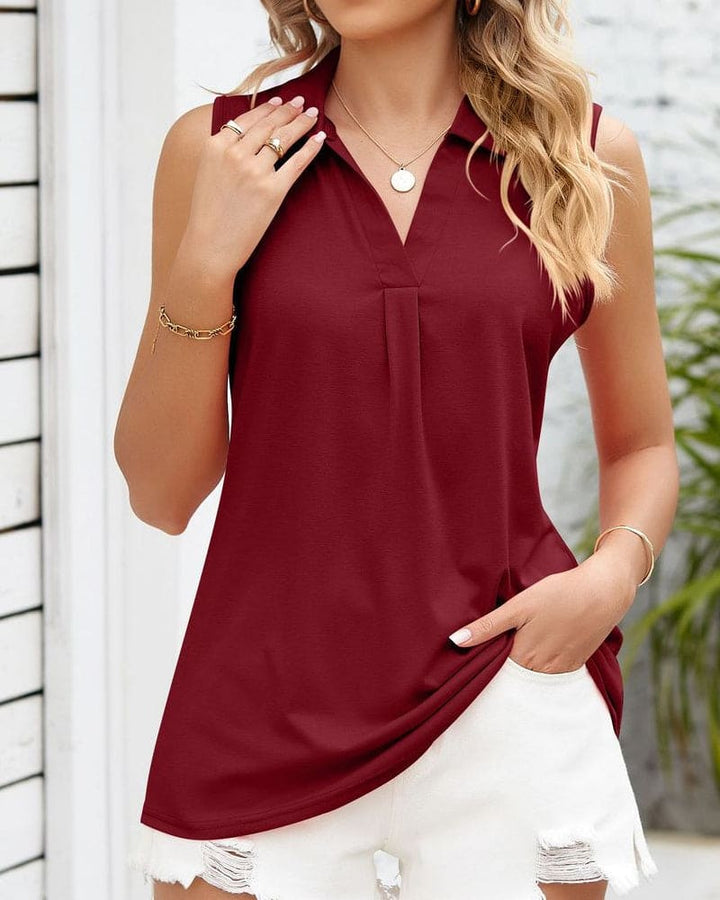 Camicetta Donna Smanicata Tessuto Leggero Vestibilità Regular