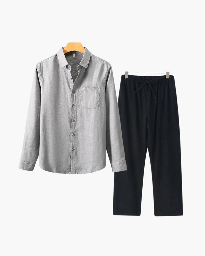 Set Coordinato Uomo in Lino Manica Lunga Comfort e Stile Pulito