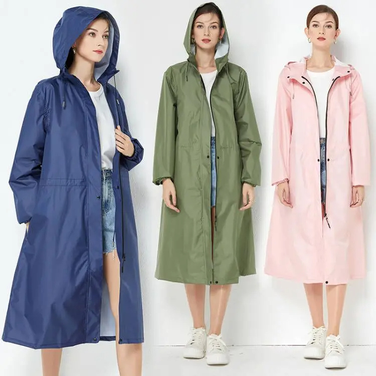Giacca Lunga Donna Impermeabile Vestibilità Regolare