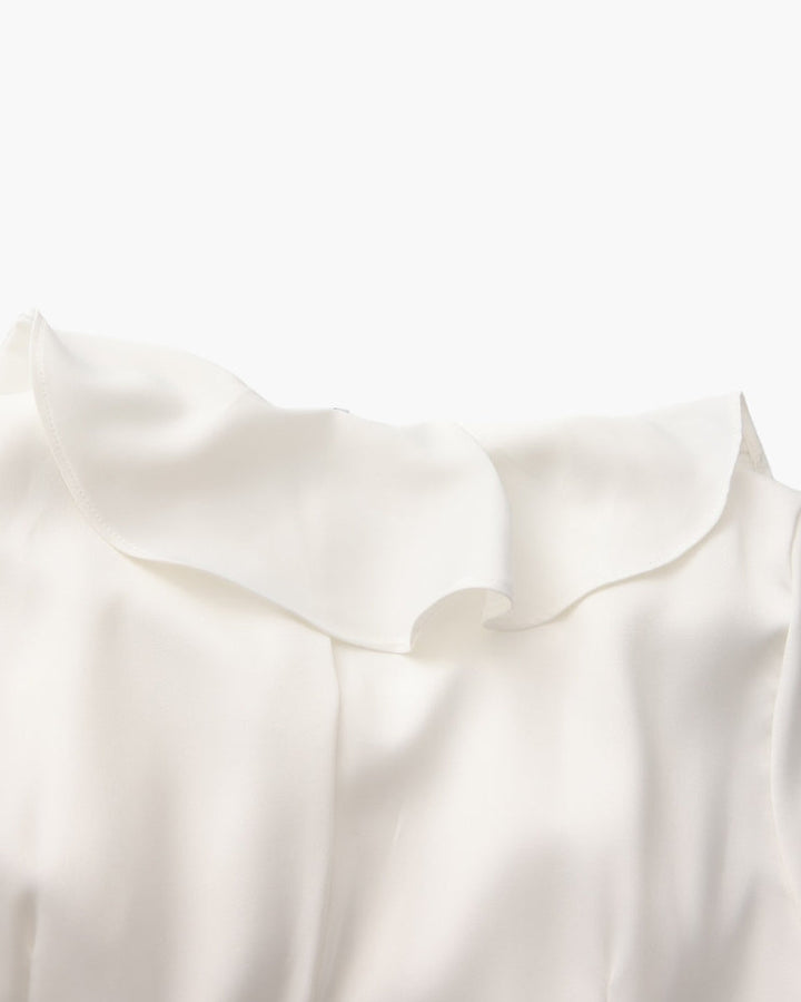 Abito Midi Donna con Rouches Bottoni Perla Vestibilità Fluida