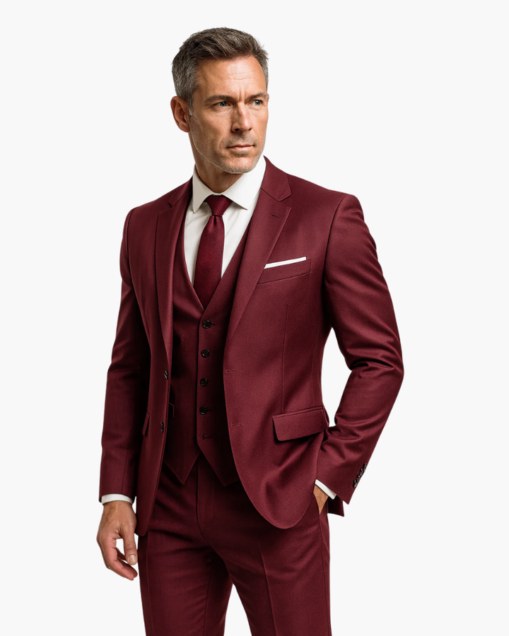 Completo Uomo Due Pezzi Tessuto Elegante Vestibilità Classica