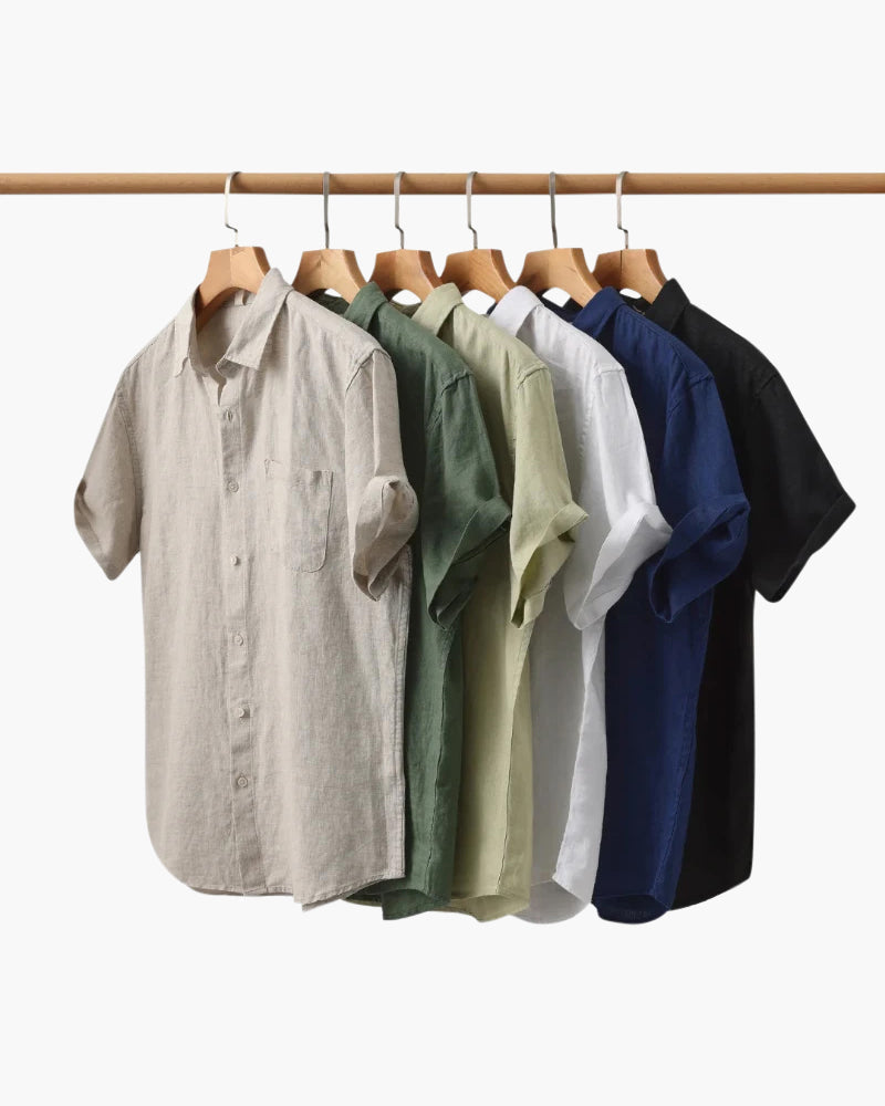 Camicia Uomo in Lino Manica Corta Traspirante