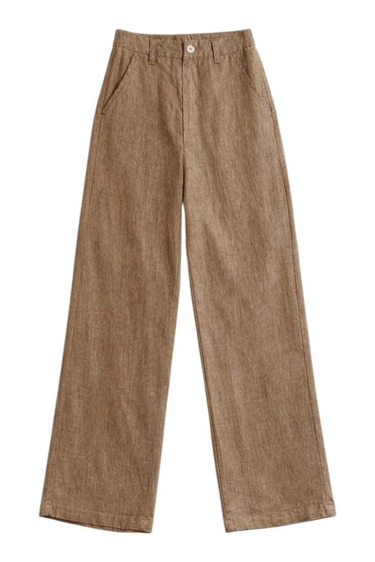 Pantaloni Lino Uomo Vita Elastica Vestibilità Ampia