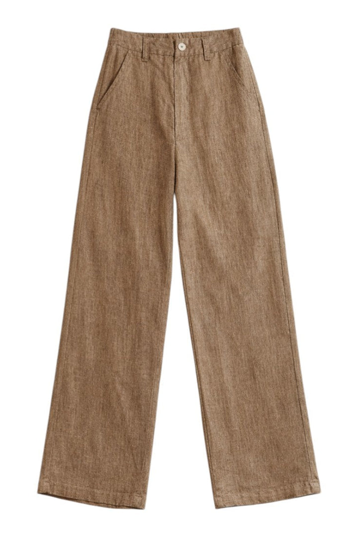 Pantaloni Lino Uomo Vita Elastica Vestibilità Ampia