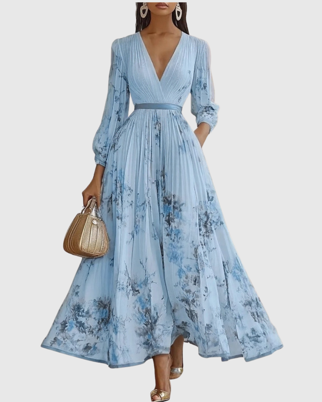 Abito Maxi Donna Plissettato Linea Allungante Movimento Fluido