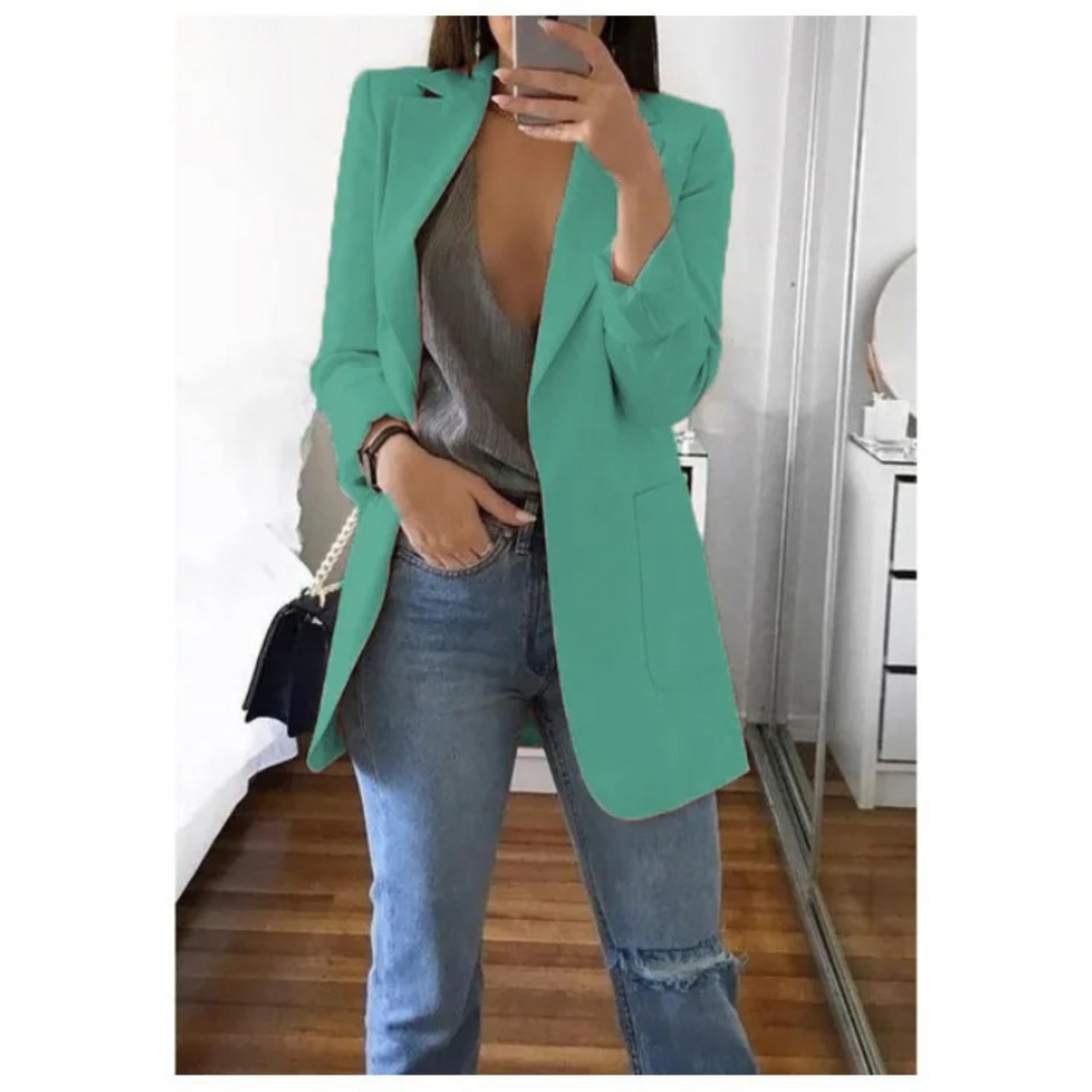 Blazer Lungo Donna Tessuto Elegante Classico