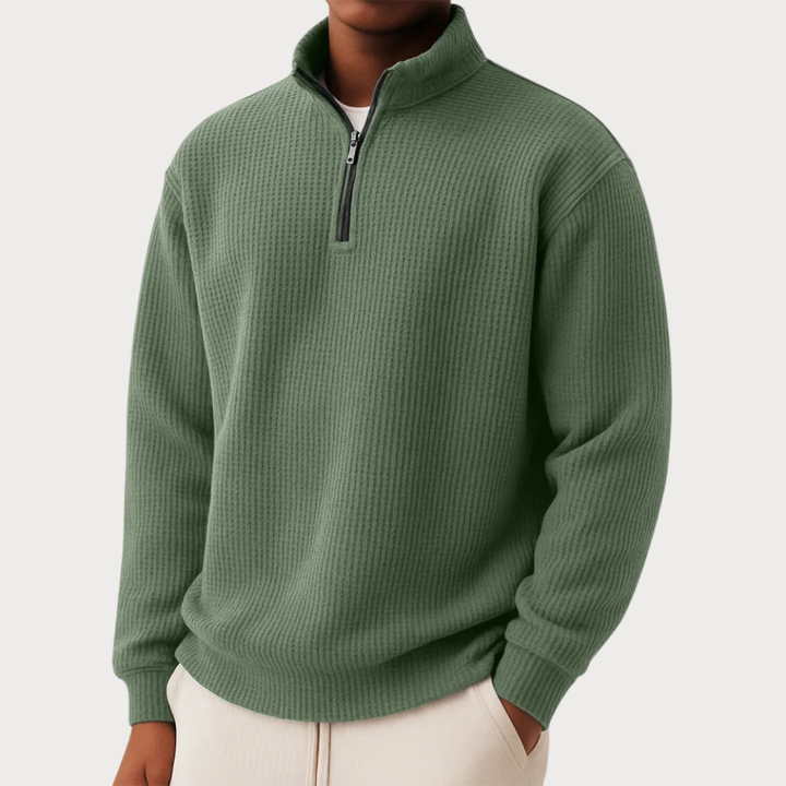 Maglione Uomo Maglia con Collo Zip Vestibilità Comfort