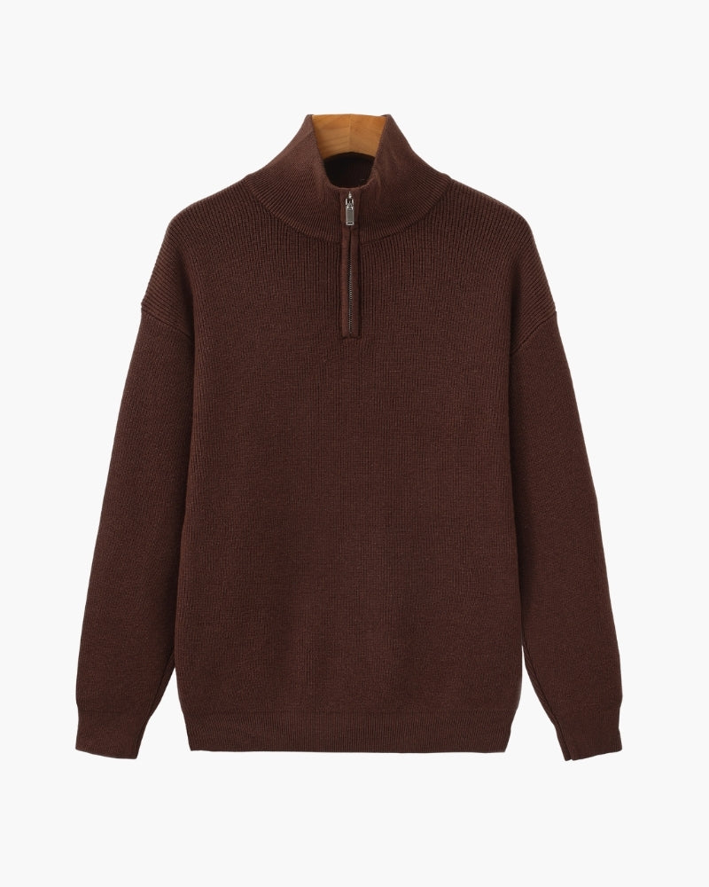 Pullover Uomo Mezzo Zip Maglia Tecnica Strutturata