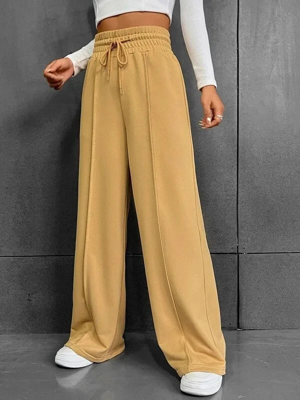 Pantaloni Donna Leggeri Vita Alta Vestibilità Comoda Ampia