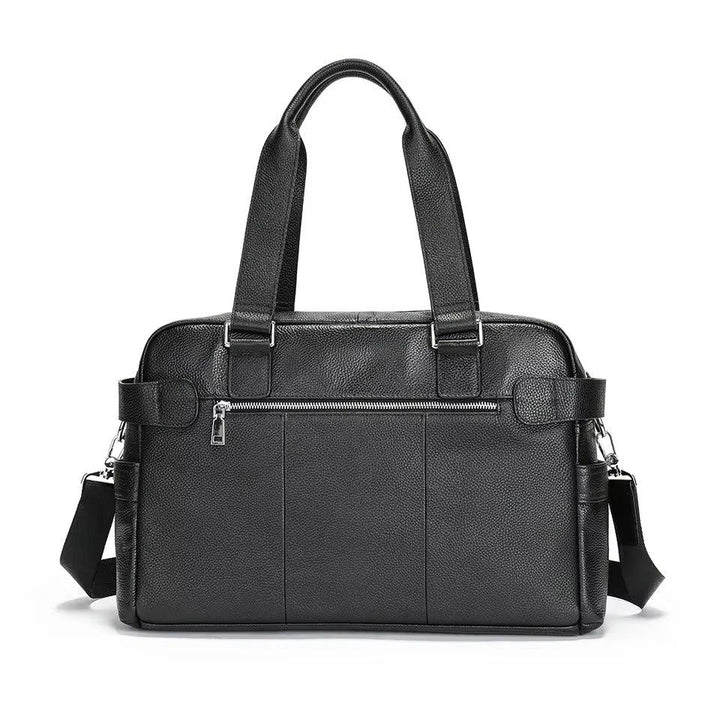 Borsa da lavoro in pelle nera, elegante e spaziosa, con manici robusti e tracolla regolabile. Ideale per ufficio e viaggi d'affari.
