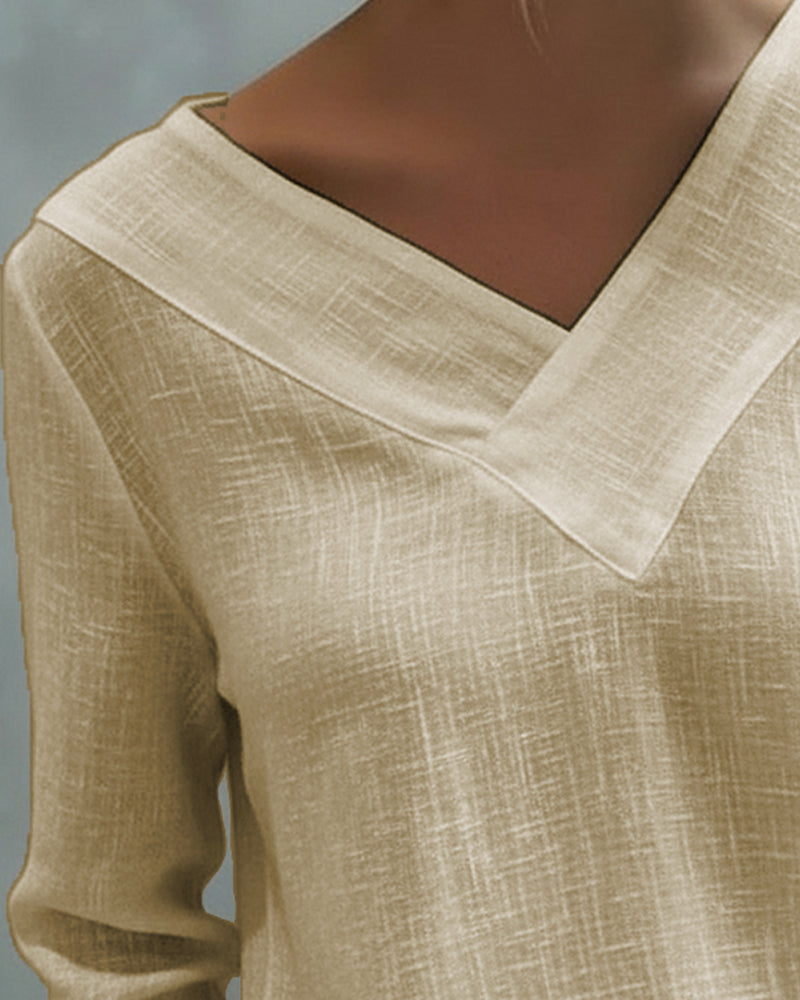Donna Elegante Scollo a V Asimmetrico Manica Corta