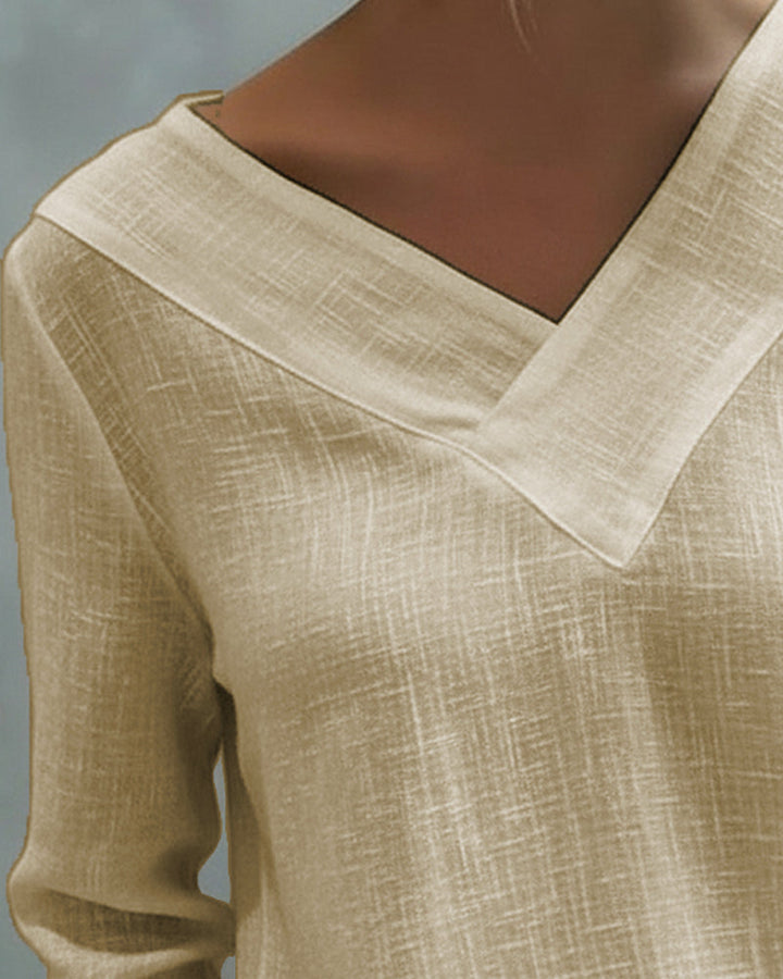 Donna Elegante Scollo a V Asimmetrico Manica Corta