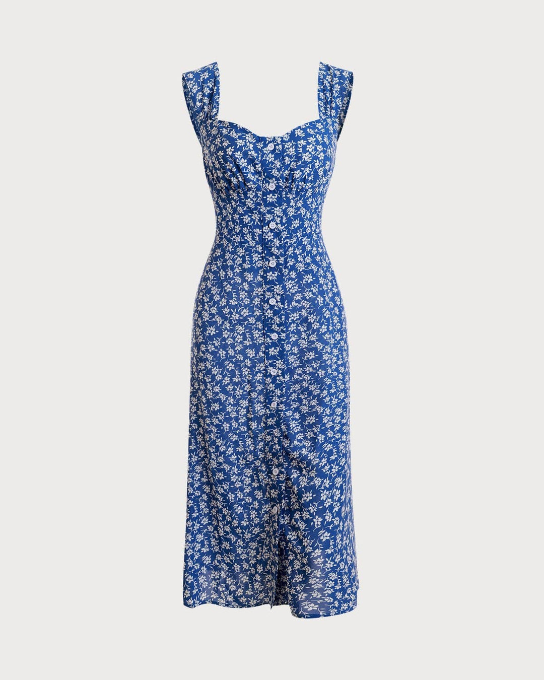 Abito Midi Donna Tessuto Floreale Scollo a Cuore