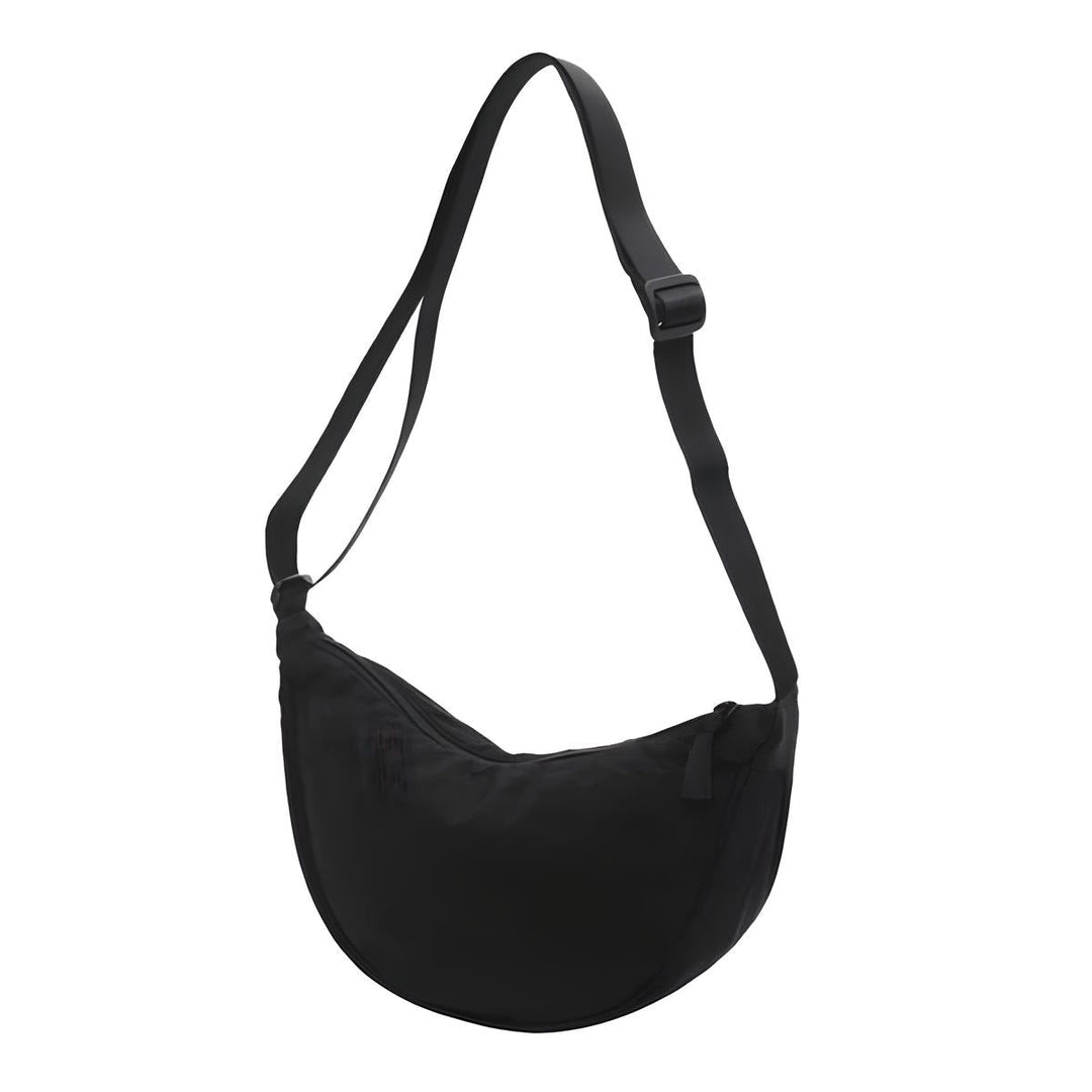 Borsa a tracolla nera unisex, design moderno, regolabile, leggera, ideale per viaggi e uso quotidiano. Accessorio moda versatile e pratico.