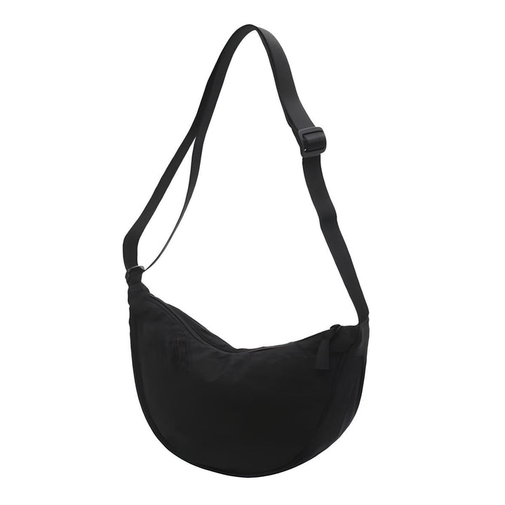 Borsa a tracolla nera unisex, design moderno, regolabile, leggera, ideale per viaggi e uso quotidiano. Accessorio moda versatile e pratico.