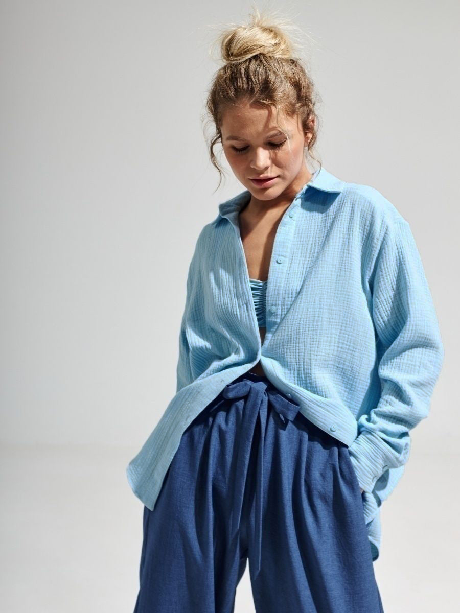 Camicia Donna Cotone Maniche Lunghe Classica