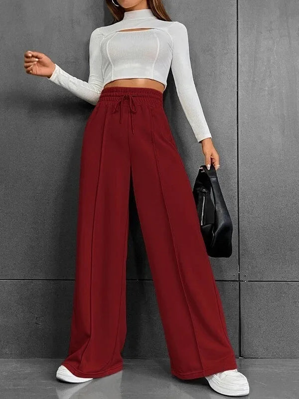 Pantaloni Donna Leggeri Vita Alta Vestibilità Comoda Ampia