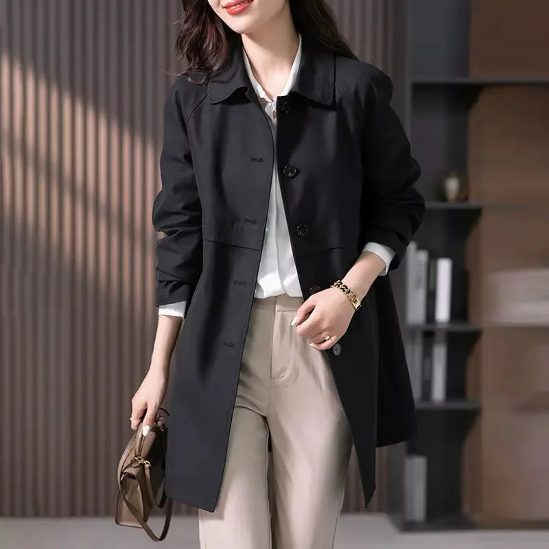 Trench Corto Donna Elegante Bottoni Singoli