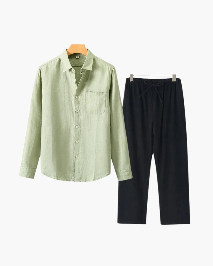Set Coordinato Uomo in Lino Manica Lunga Comfort e Stile Pulito