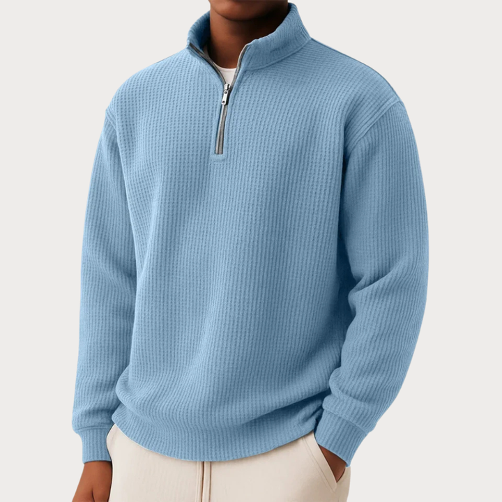 Maglione Uomo Maglia con Collo Zip Vestibilità Comfort