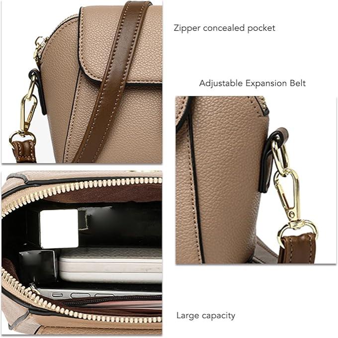 Borsa a tracolla in pelle marrone con tasca con cerniera, cintura regolabile, ampia capacità interna, ideale per moda e praticità quotidiana.