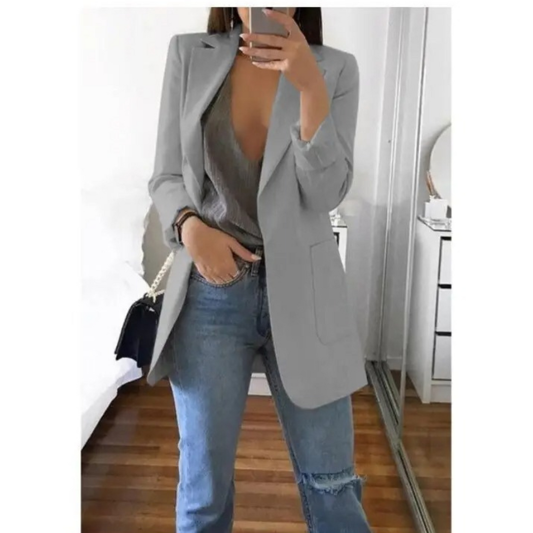 Blazer Lungo Donna Tessuto Elegante Classico