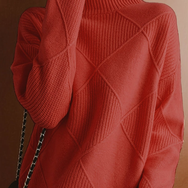 Maglione Donna Lavorato a Maglia Collo Alto
