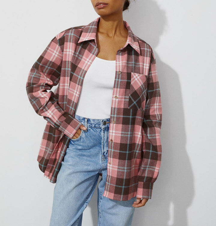 Camicia Donna a Quadri Tessuto Morbido Regular Fit
